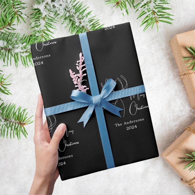 Papier Cadeau Noir blanc rennes abstraits Noël moderne (Créateur téléchargé)