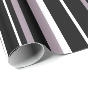 Papier Cadeau Noir, Brouillard Marin Violet et Rayure Blanche