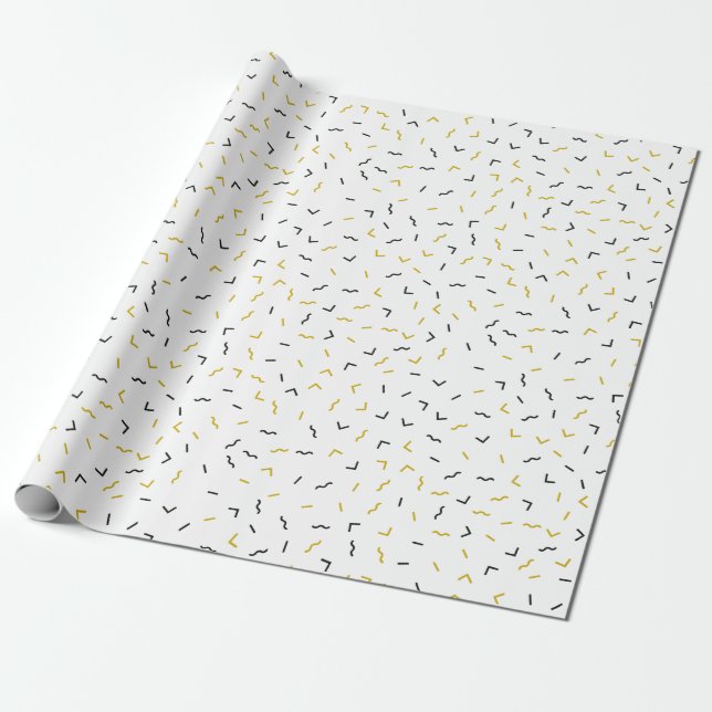 Papier Cadeau Noir de Memphis et style modernes géométriques (Déroulé)