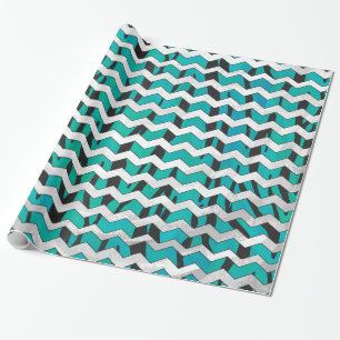 Papier Cadeau Noir de tigre de Chevron et copie turquoise