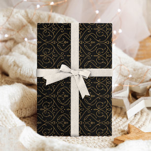 Papier Cadeau Noir d'or élégant classique classique classique ma