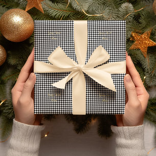 Papier Cadeau Noir et blanc À damiers Faux Gold personnalisé Tex