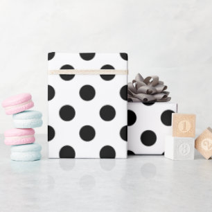 Papier Cadeau Noir et blanc classique grand pois motif