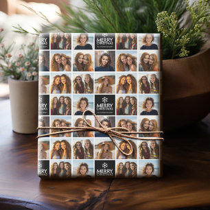 Papier Cadeau Noir et blanc Joyeux Noël 8 Photo Collage