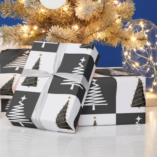 Papier Cadeau Noir et blanc moderne (Vacances)