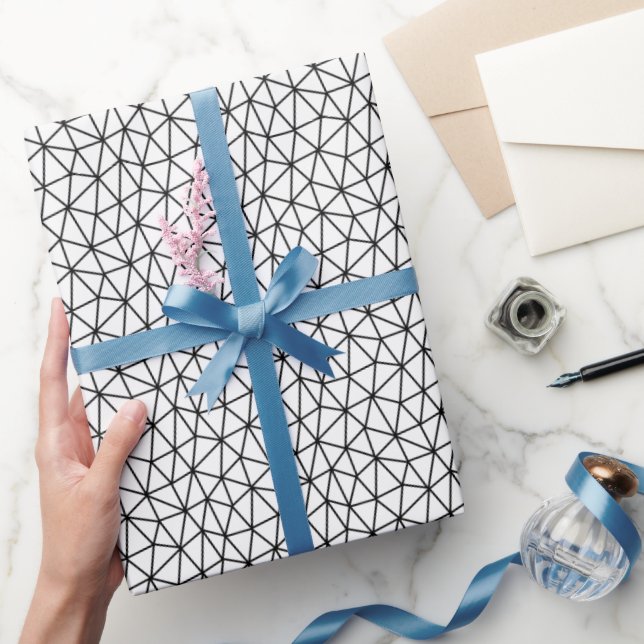 Papier Cadeau Noir et blanc moderne avec des lignes (Cadeaux)