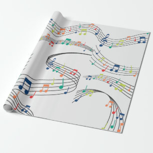 Papier Cadeau Noir et blanc note musicienne Motif