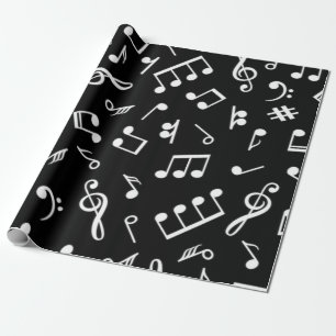 Papier Cadeau Noir et blanc note musicienne Motif