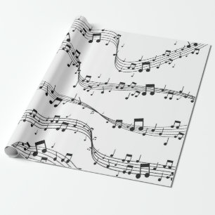 Papier Cadeau Noir et blanc note musicienne Motif