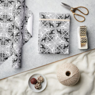 Papier Cadeau Noir et blanc whimsical Great Dane Motif