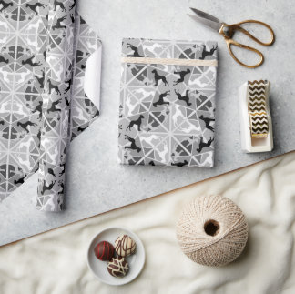 Papier Cadeau Noir et blanc whimsical Great Dane Motif