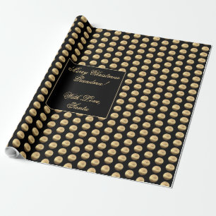 Papier Cadeau Noir et chic élégant de motif de pois d'or