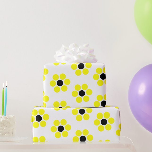 Papier Cadeau Noir et Jaune Simple Moderne Rétro (Cadeaux de fête)