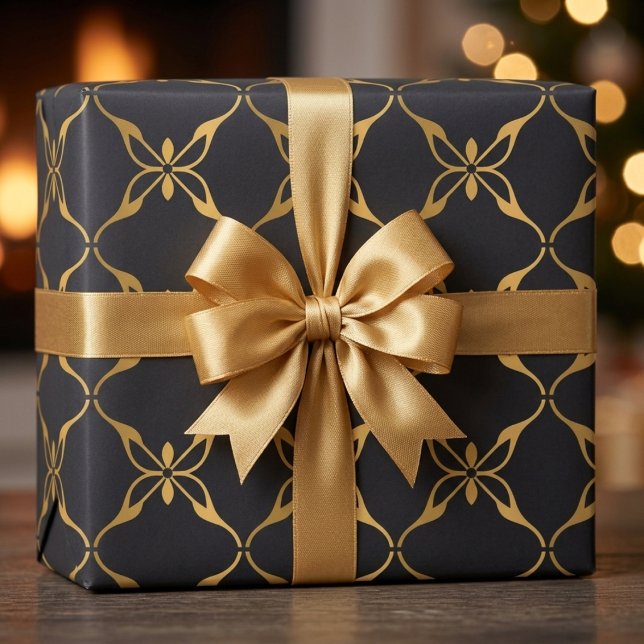 Papier Cadeau Noir et or géométrique  (Créateur téléchargé)