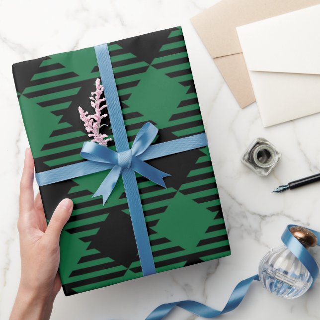 Papier Cadeau Noir et vert Buffalo Plaid Noël (Cadeaux)