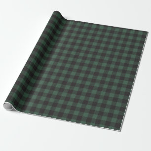 Papier Cadeau Noir et Vert Pays Lumberjack Plaid