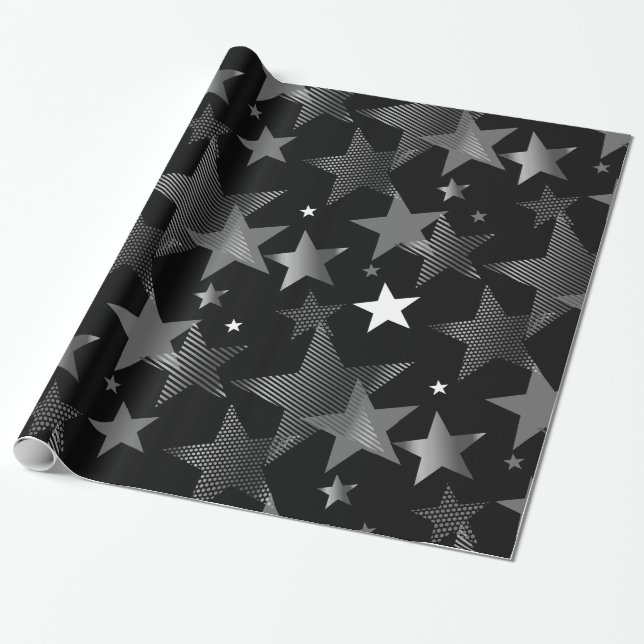 Papier Cadeau noir gris argenté (Déroulé)