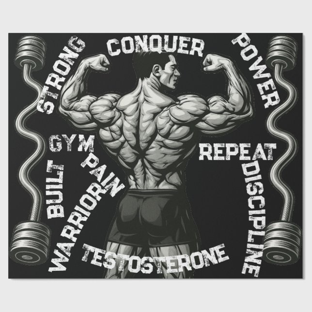 Papier cadeau noir Gym Warrior (Plat)