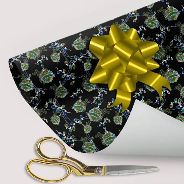 Papier Cadeau Noir Lumière Non Lumineuse Xmas Luminaires à corde (Créateur téléchargé)