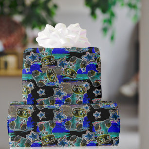 Papier Cadeau Noir Lumière Non Noël Motif de réveil