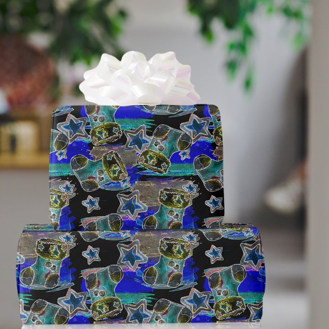 Papier Cadeau Noir Lumière Non Noël Motif de réveil (Créateur téléchargé)