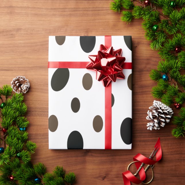 Papier Cadeau Noir Marron à pois (Cadeau de vacances)