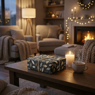 Papier Cadeau Noir minimaliste avec design Parties scintillant o