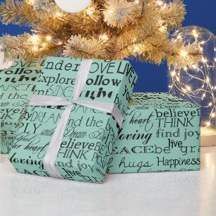 Papier Cadeau Noir Mint Green Mots Inspirants