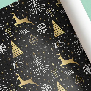 Papier Cadeau Noir Noir moderne élégant Noël