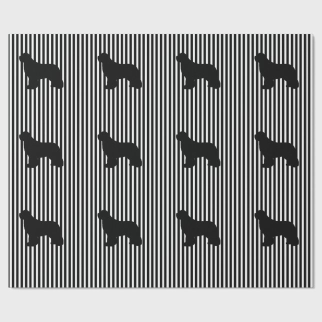 papier cadeau noir pour chien Terre-Neuve (Plat)