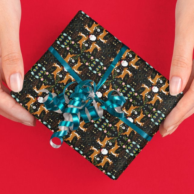 Papier Cadeau Noir rennes Motif sans couture (Créateur téléchargé)