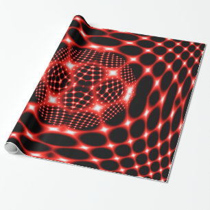 Papier Cadeau Noir rouge de néon fractal