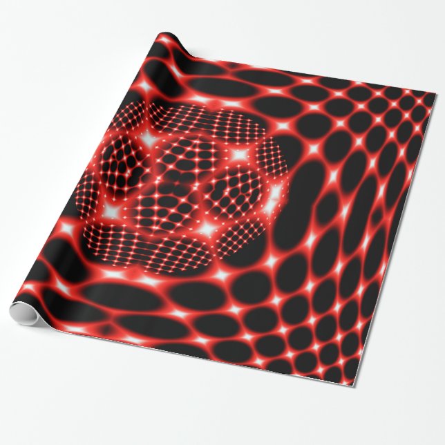 Papier Cadeau Noir rouge de néon fractal (Déroulé)