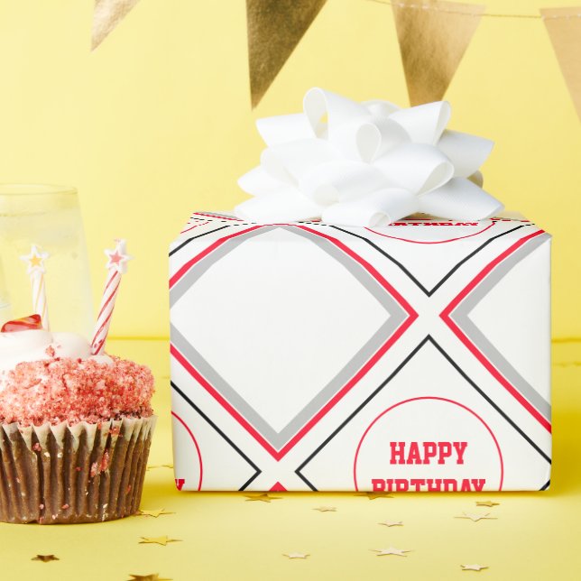 Papier Cadeau Noir Rouge Et Blanc (Fête d'anniversaire)