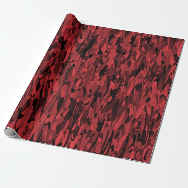 Papier Cadeau Noir rouge Motif Abstrait (Déroulé)