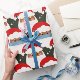 Papier Cadeau Noir Santa Claus Étincelle esthétique Noël Vert