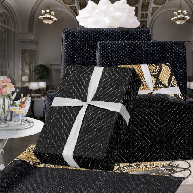Papier Cadeau Noir sur Viper noir Snakeskin Exotique (Créateur téléchargé)