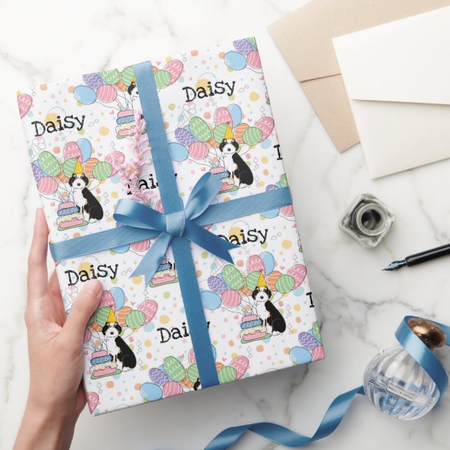 Papier Cadeau Noir Tri Couleur Aussiedoodé Chien Anniversaire (Cadeaux)