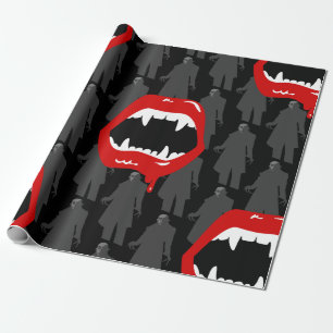 Papier Cadeau noir vampire fangs nosferatu noir éffrayant noir