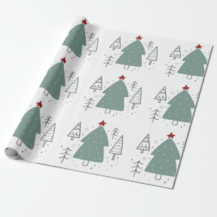 Papier Cadeau Noir vert illustré