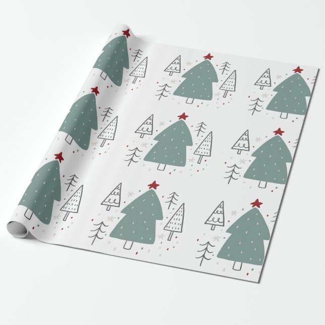 Papier Cadeau Noir vert illustré (Déroulé)