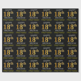 Papier Cadeau Noircissez, or le "JOYEUX 18ème ANNIVERSAIRE " de