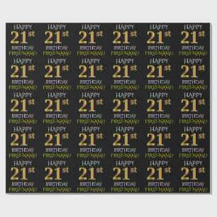 Papier Cadeau Noircissez, or le "JOYEUX 21ème ANNIVERSAIRE " de