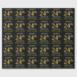 Papier Cadeau Noircissez, or le "JOYEUX 24ème ANNIVERSAIRE " de
