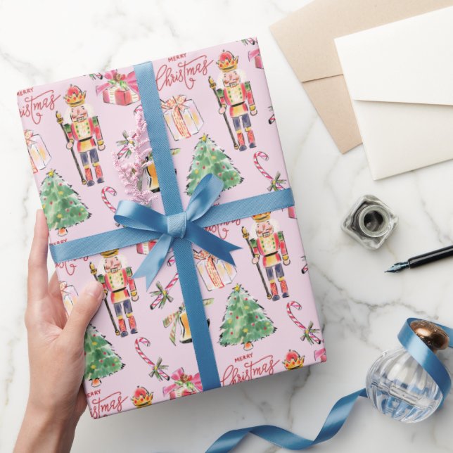 Papier Cadeau Noisette rose pastel croquis vintage Noël (Cadeaux)