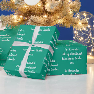 Papier Cadeau Nom Amour de Père Noël Emerald Green Noël