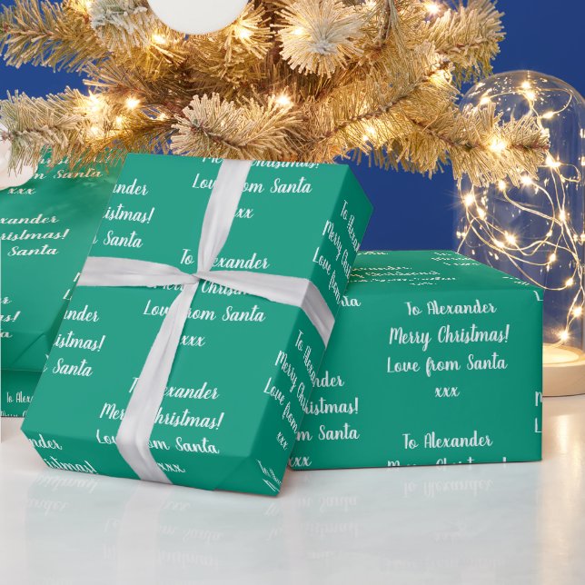 Papier Cadeau Nom Amour de Père Noël Emerald Green Noël (Vacances)