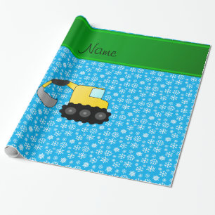 Papier Cadeau Nom backhoe ciel bleu flocon de Noël
