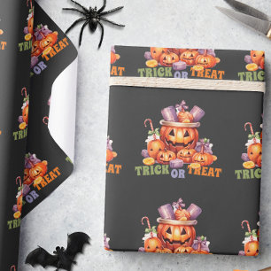 Papier Cadeau Nom Citrouille Orange Violet Épouvantable Hallowee