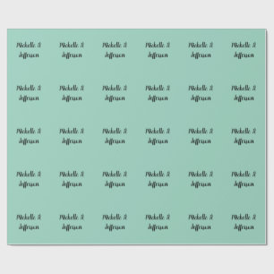 Papier Cadeau Nom Créatif Tendance Écriture Main Teal Clair